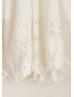 Ivory Cotton Eyelet Lace Knee Length Flower Girl Dress